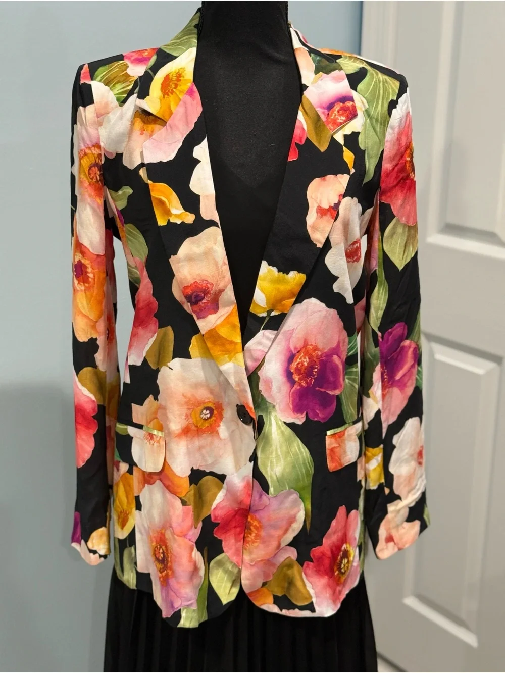 NWT Lavender Brown Black Floral Watercolor Blazer S